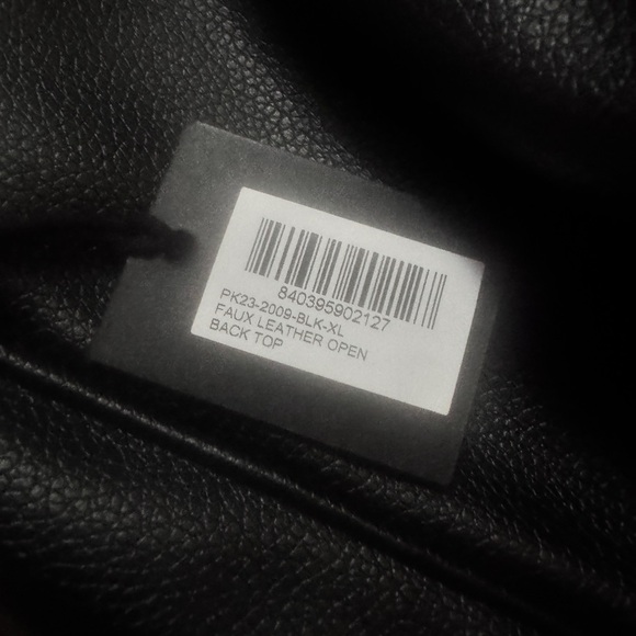 KHY- Faux Leather Open Back Top in Black - Picture 3 of 4